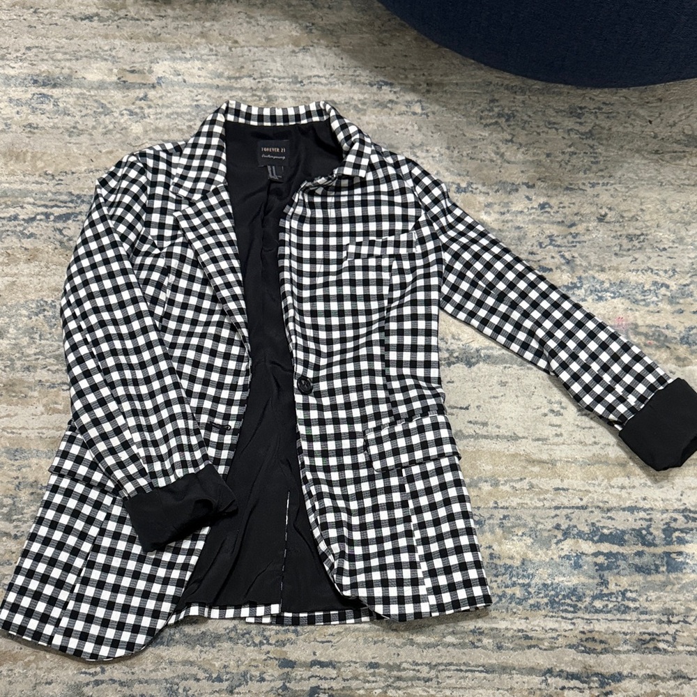 Forever 21 Black and White Checkered Blazer